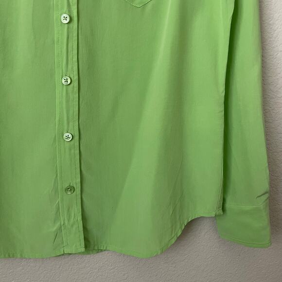 Equipment Shirt Womens Small Green Silk Button Up Long Sleeve Preppy Office - Picture 6 of 13